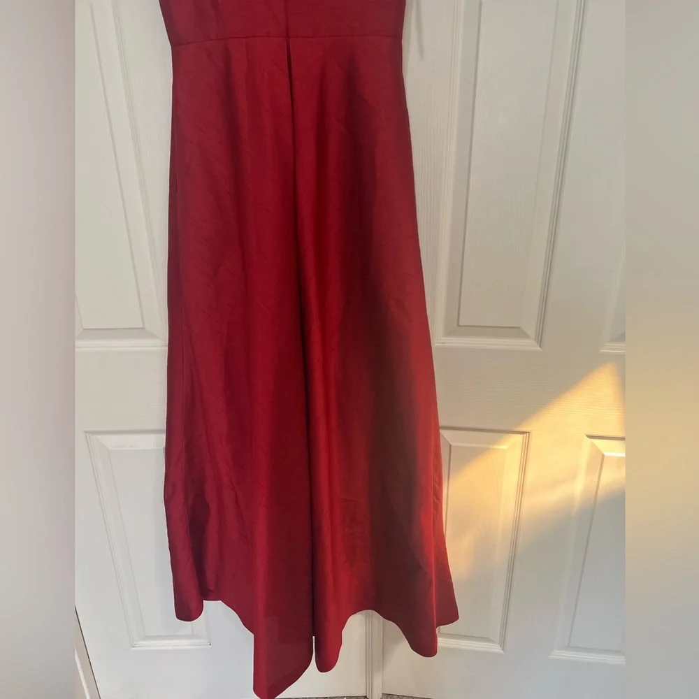 ALFRED SUNG‎ Sleeveless Pleated Skirt Red Long Formal Gown Dress Pockets prom 10 - Picture 8 of 13